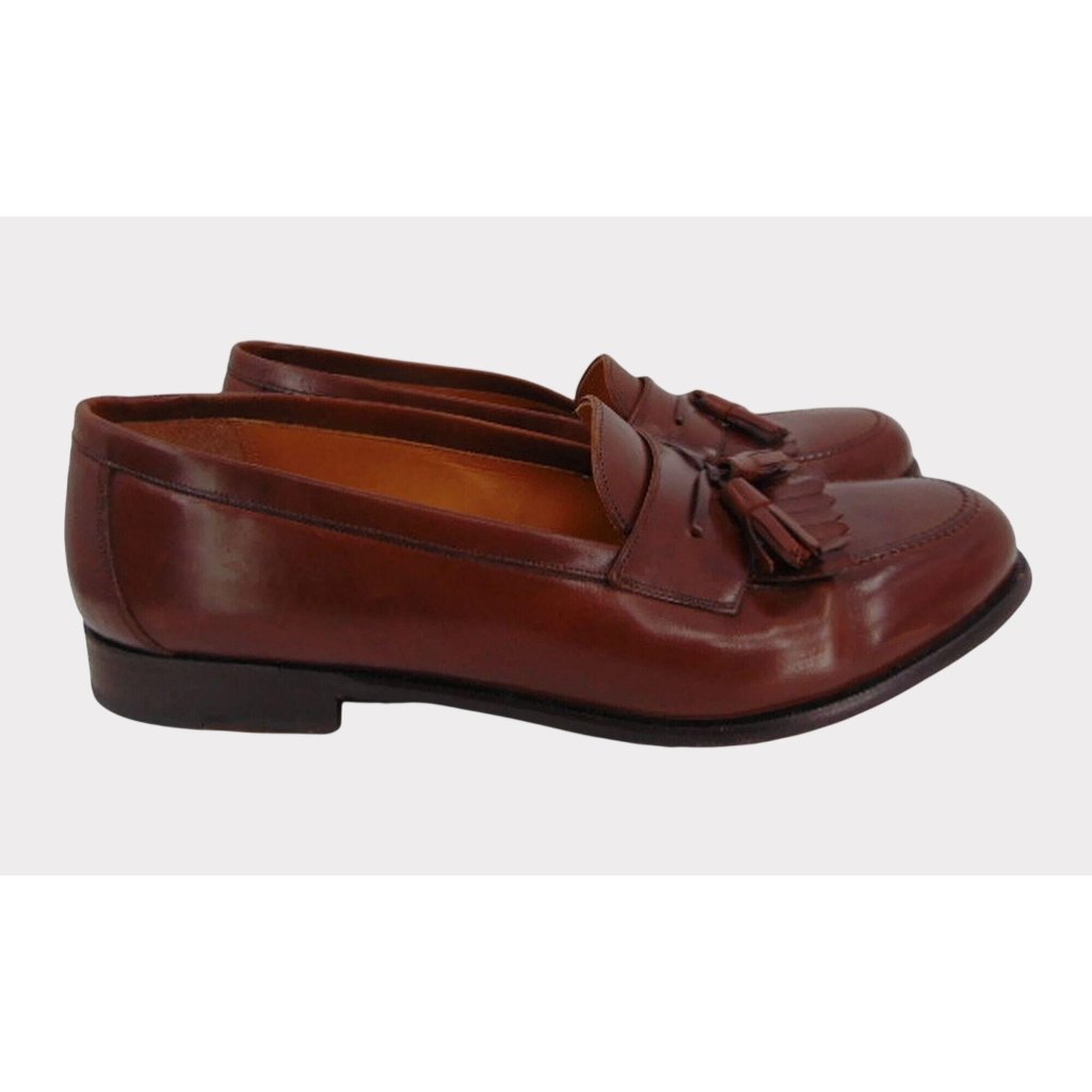 Mezlan Brown Leather Santander Loafers 9.5 W Kiltie Tassel Made In Spain